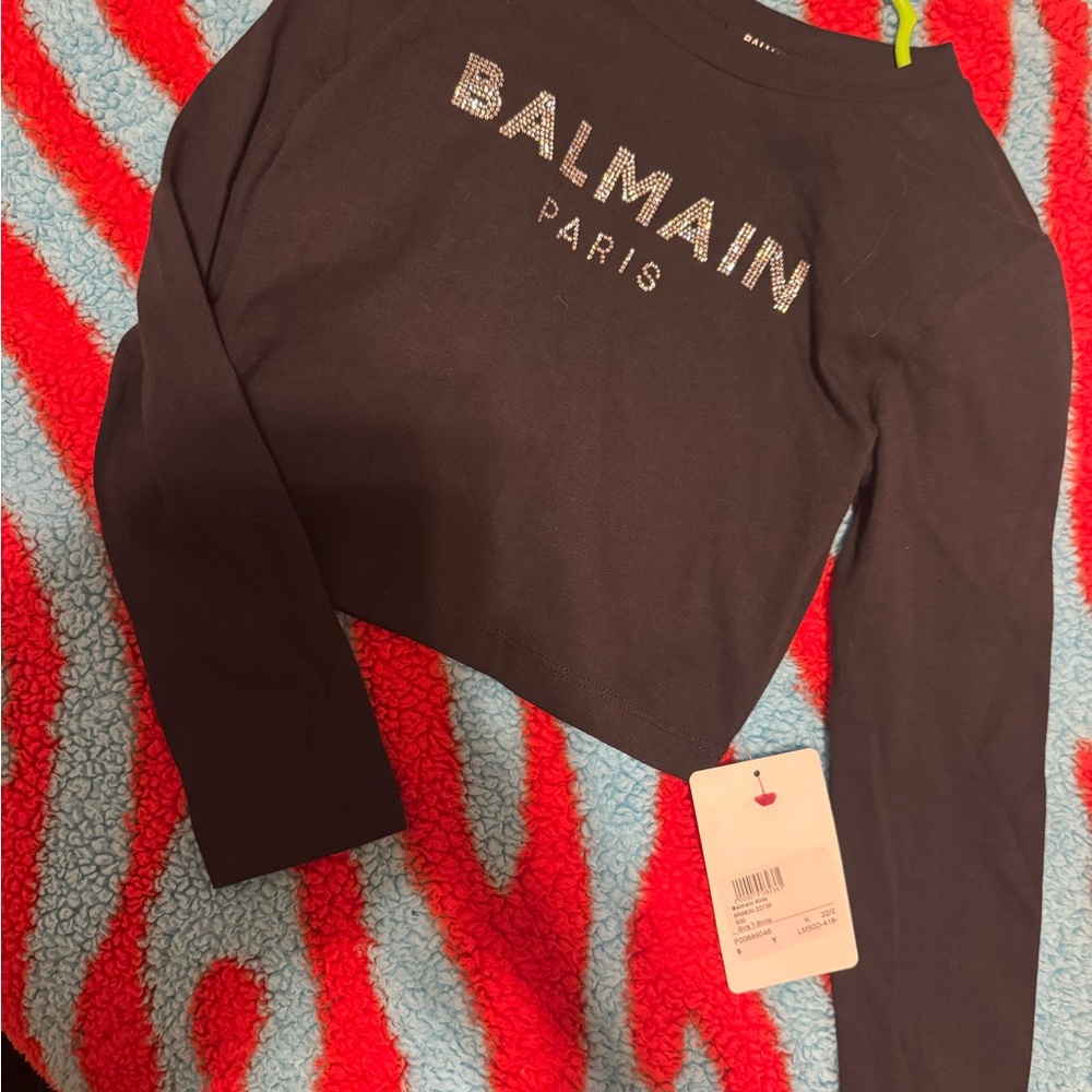 Balmain Black Logo Embellished Top